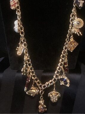 Gold-Tone Charm Necklace with 23 Charms